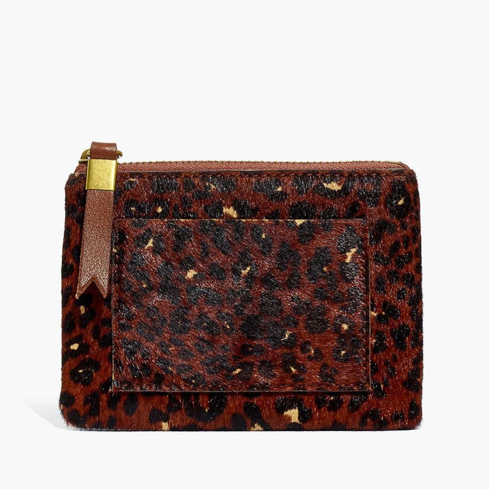 [NWT] Madewell Leather Wallet Pouch in Leopard